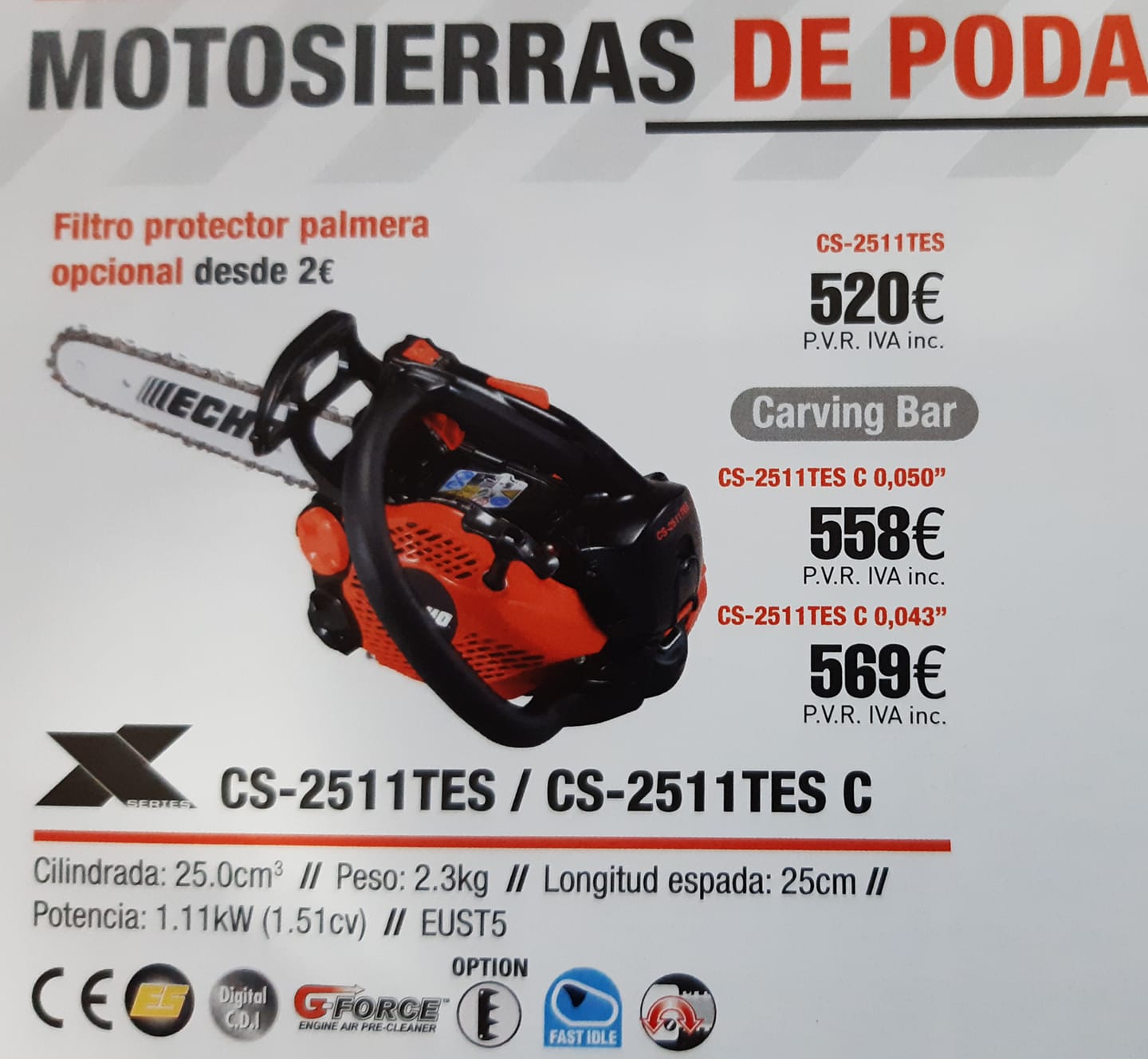 Motosierra Echo-Honda Especial Poda - Maquinal-Alquiler y Venta de  Maquinaria